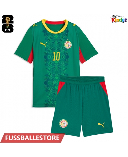 Günstige Senegal Sadio Mane #10 Auswärts Trikotsatzt Kinder WM 2026 Kurzarm (+ Kurze Hosen)